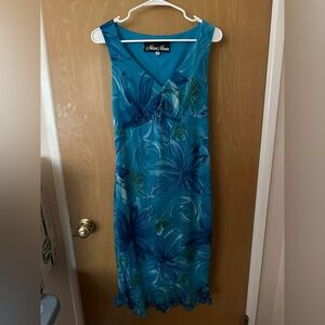 Vintage 90s Meghan Matthews Blue Midi Dress